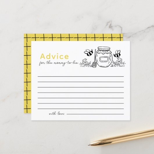 Honey Jar & Bees White Baby Shower Advice Card (Vorderseite/Rückseite Beispiel)