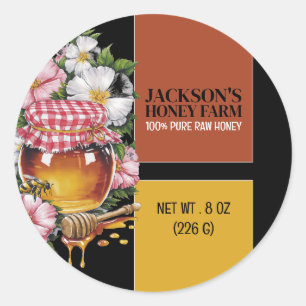 Honey Jar - Beeyard, Honig-Farm-Product-Label Runder Aufkleber