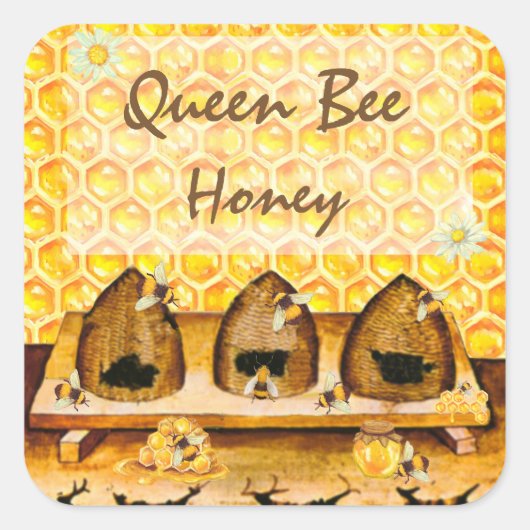 Honey Jar Canning Label Quadratischer Aufkleber (Vorderseite)