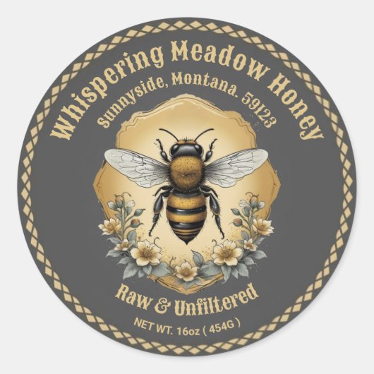 Honey Jar Custom Label Runder Aufkleber (Vorderseite)