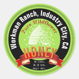Honey Jar für Biene und benutzerdefiniert Runder Aufkleber