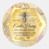 Honey Jar Honeybee Honeycomb Apiary Glitzer GOLD Runder Aufkleber (Vorderseite)
