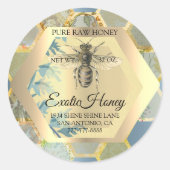 Honey Jar Honeybee Honeycomb Bee Apiary Blue Runder Aufkleber (Vorderseite)
