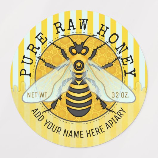 Honey Jar Honeybee Honeycomb Bee Apiary Business Etiketten (Design 1)