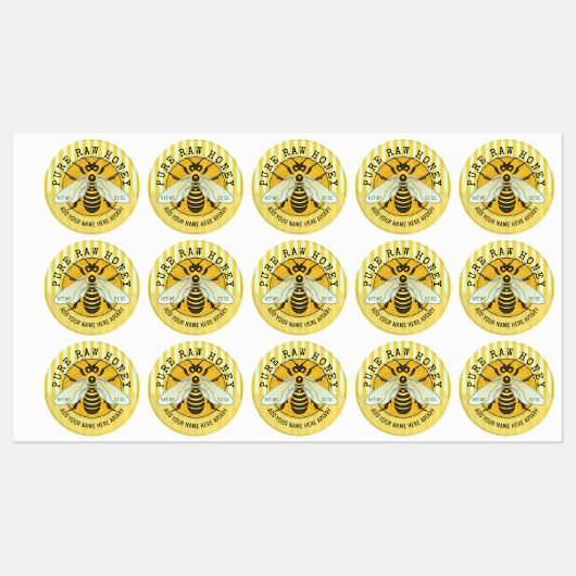 Honey Jar Honeybee Honeycomb Bee Apiary Business Etiketten (Blatt)