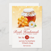 Honey Jar, Honeycomb, Daisy Rosh Hashanah Einladung (Vorne/Hinten)