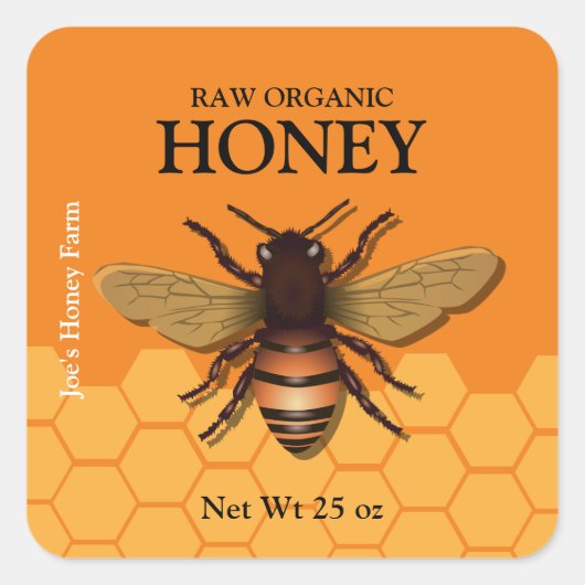 Honey Jar Honeycomb Label Sticker (Vorderseite)