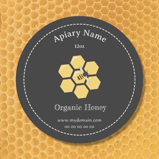 Honey Jar Label auf schwarzem Aufkleber für Imker