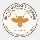 Honey Jar Label Bee Honeycomb Runder Aufkleber (Vorderseite)