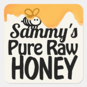Honey Jar Label Dripping Raw Local Honey Quadratischer Aufkleber (Vorderseite)