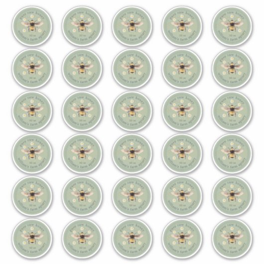 Honey Jar Label Honey Bee Apiary 2 INCH Stickers (Vorderseite)