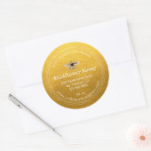 Honey Jar Label Honeybee Apiary Classic Gold Runder Aufkleber (Umschlag)