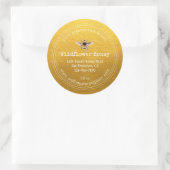Honey Jar Label Honeybee Apiary Classic Gold Runder Aufkleber (Tasche)