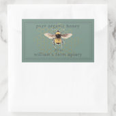 Honey Jar Label Honeybee Apiary Dusty Green Rechteckiger Aufkleber (Tasche)