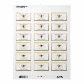 Honey Jar Label Honeybee Apiary Honeycomb Gold Adressaufkleber (Vorne)