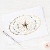 Honey Jar Label Honeybee Apiary Honeycomb Gold Ovaler Aufkleber (Umschlag)