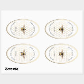 Honey Jar Label Honeybee Apiary Honeycomb Gold Ovaler Aufkleber (Blatt)