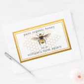 Honey Jar Label Honeybee Apiary Honeycomb Gold Rechteckiger Aufkleber (Umschlag)