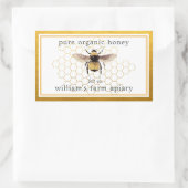 Honey Jar Label Honeybee Apiary Honeycomb Gold Rechteckiger Aufkleber (Tasche)