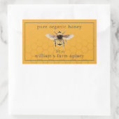 Honey Jar Label Honeybee Honeybee Honeycomb Gelb Rechteckiger Aufkleber (Tasche)