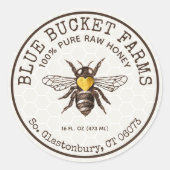 Honey Jar Label Honeycomb Bee Runder Aufkleber (Vorderseite)