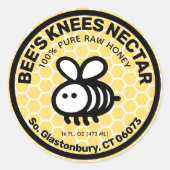 Honey Jar Label Honeycomb Niedliche Biene Runder Aufkleber (Vorderseite)