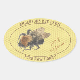 Honey Jar Label | Vintage Honigbiene und Honeycomb Ovaler Aufkleber