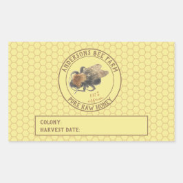 Honey Jar Label | Vintage Honigbiene und Honeycomb Rechteckiger Aufkleber