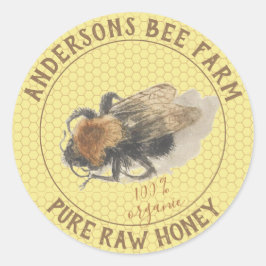 Honey Jar Label | Vintage Honigbiene und Honeycomb Runder Aufkleber