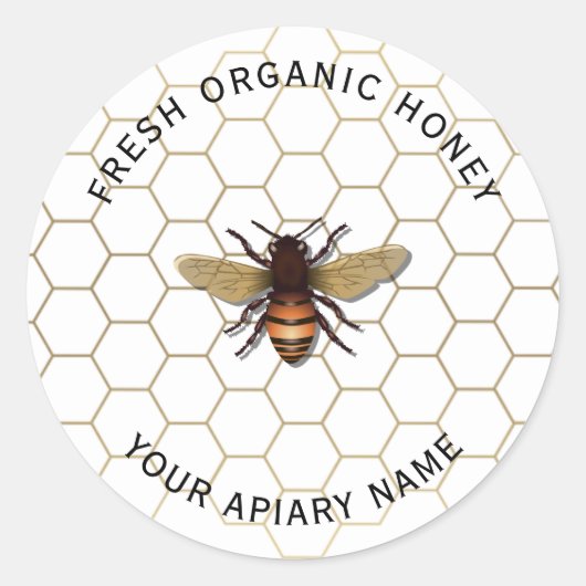 Honey Jar Labels Honeybee Apiary Runder Aufkleber (Vorderseite)