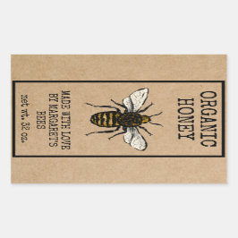 Honey Jar Labels Honeybee Honeycomb Bee Apiary Rechteckiger Aufkleber