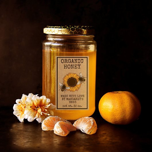 Honey Jar Labels Honeybee Honeycomb Bee Apiary Rechteckiger Aufkleber
