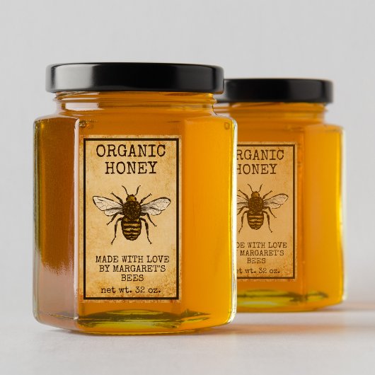 Honey Jar Labels Honeybee Honeycomb Bee Apiary Rechteckiger Aufkleber