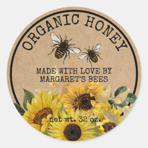 Honey Jar Labels Honeybee Honeycomb Bee Apiary Runder Aufkleber