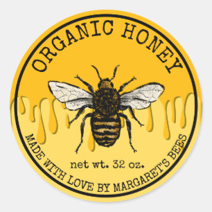 Honey Jar Labels Honeybee Honeycomb Bee Apiary Runder Aufkleber