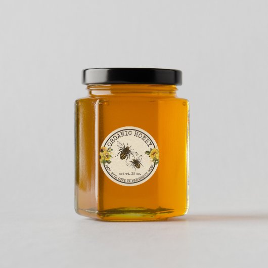 Honey Jar Labels Honeybee Honeycomb Bee Apiary Runder Aufkleber