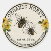 Honey Jar Labels Honeybee Honeycomb Bee Apiary Runder Aufkleber (Vorderseite)