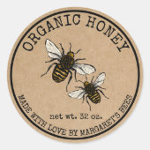Honey Jar Labels Honeybee Honeycomb Bee Apiary Runder Aufkleber (Vorderseite)