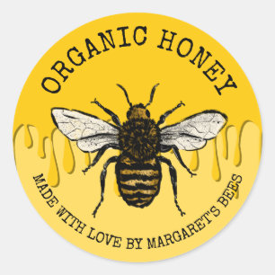 Honey Jar Labels Honeybee Honeycomb Bee Apiary Runder Aufkleber