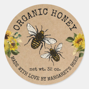 Honey Jar Labels Honeybee Honeycomb Bee Apiary Runder Aufkleber