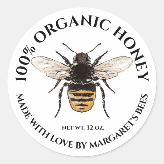 Honey Jar Labels Honeybee Honeycomb Bee Product Runder Aufkleber (Vorderseite)