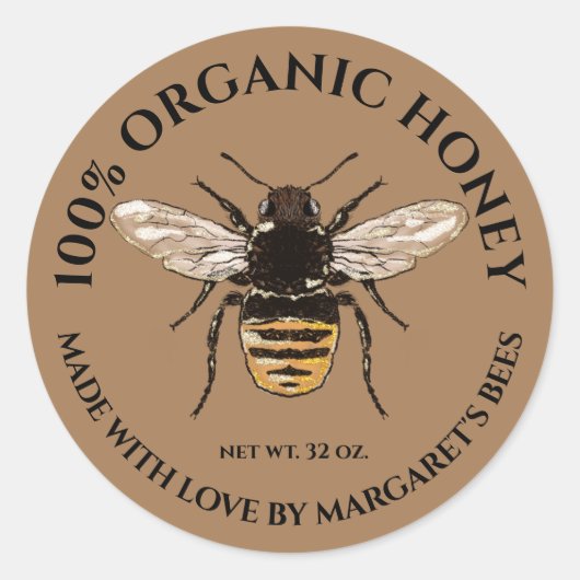 Honey Jar Labels Honeybee Honeycomb Bee Product Runder Aufkleber (Vorderseite)