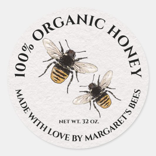 Honey Jar Labels Honeybee Honeycomb Bee Product Runder Aufkleber (Vorderseite)