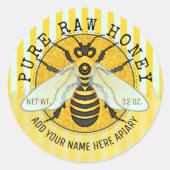 Honey Jar Labels | Honigbiene Honeycomb Bee Apiary Runder Aufkleber (Vorderseite)