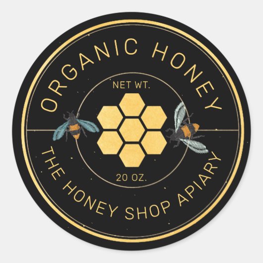 Honey Jar Labels | Honigbiene Honeycomb Bee Apiary Runder Aufkleber (Vorderseite)