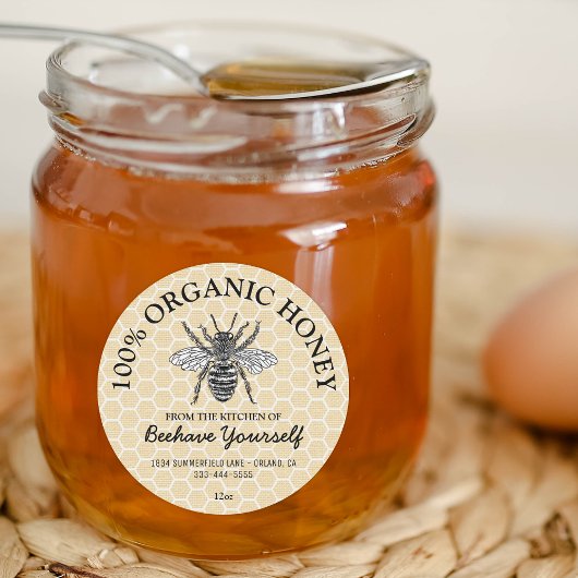 Honey Jar Labels | Honigbienen — Honigwabenfutter Runder Aufkleber