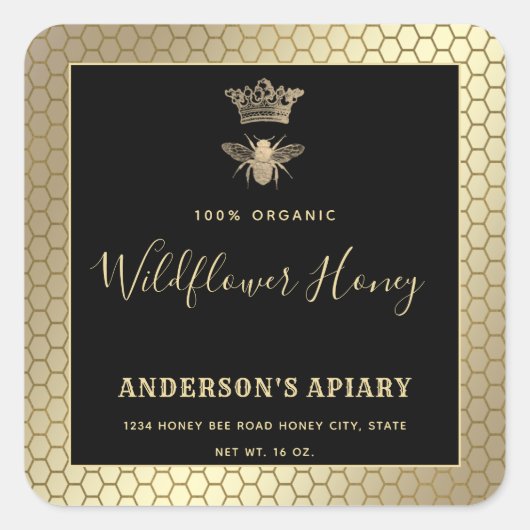Honey jar moderne Drehkönigin Quadratischer Aufkleber (Vorderseite)
