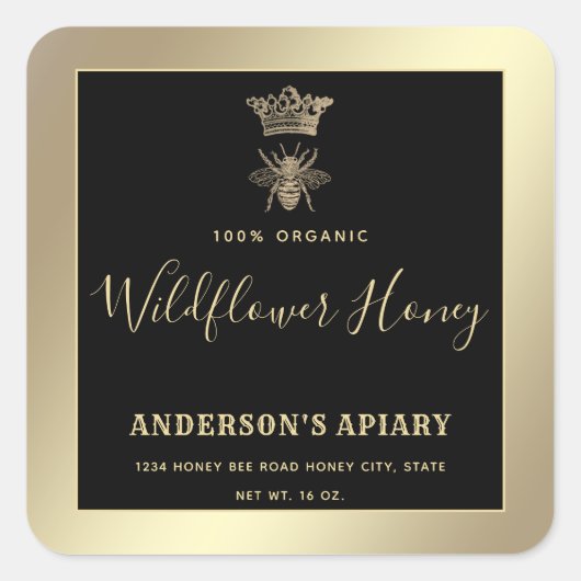 Honey jar, moderne Schriftzeichen-Königin Quadratischer Aufkleber (Vorderseite)