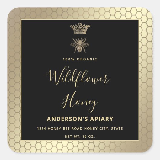 Honey jar, moderne Schriftzeichen-Königin Quadratischer Aufkleber (Vorderseite)