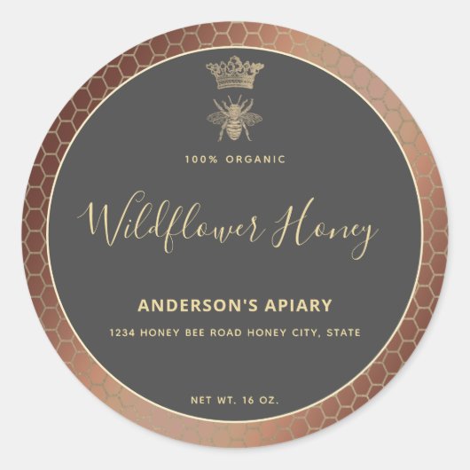 Honey jar, moderne Schriftzeichen-Königin Runder Aufkleber (Vorderseite)